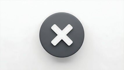 Obraz premium Grey circle button with white X on a clean background