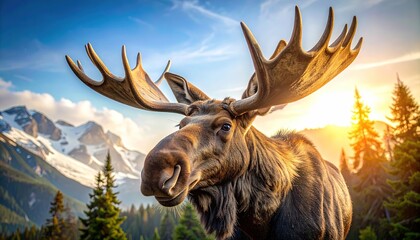 Moose in the wild canadian outdoor landscape 