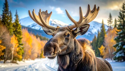 Moose in the wild canadian outdoor landscape 