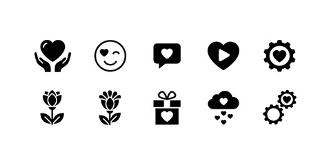 Collection of vector designs, affection symbol icon set with modern, simple, clean and abstract style.