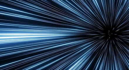 Abstract luminous blue light streaks creating an immersive digital vortex effect