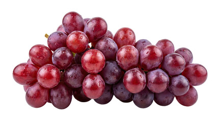 Bunch of red and purple grapes arranged together with a shiny surface and natural texture object on white and png