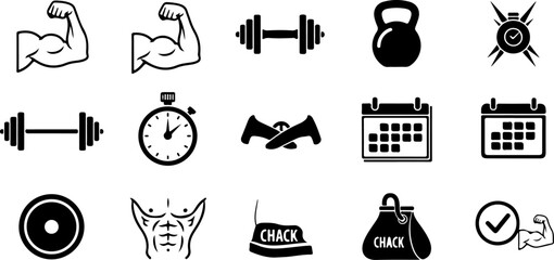 Gym Fitness Icon Set &ndash; Workout & Health Vector Symbols