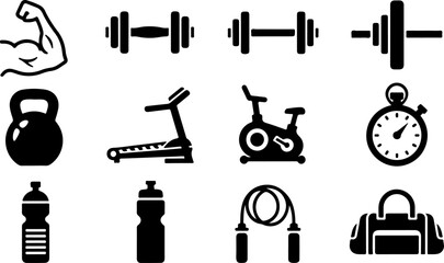 Gym Fitness Icon Set &ndash; Workout & Health Vector Symbols