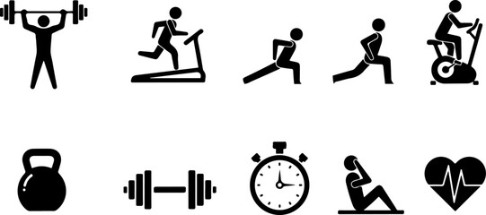 Gym Fitness Icon Set &ndash; Workout & Health Vector Symbols