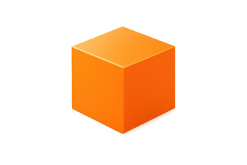 Fototapeta premium Orange 3d cube creating an isometric visual on a transparent background, representing boxes, building blocks, and abstract geometric shapes
