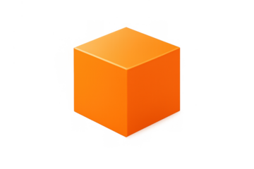 Orange 3d cube creating an isometric visual on a transparent background, representing boxes, building blocks, and abstract geometric shapes