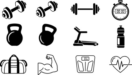 Gym Fitness Icon Set &ndash; Workout & Health Vector Symbols