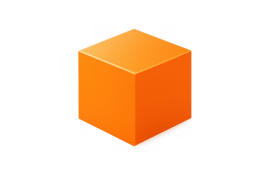 Orange 3d cube creating an isometric visual on a transparent background, representing boxes, building blocks, and abstract geometric shapes - Powered by Adobe