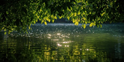 Serene Nighttime Cityscape Reflection Page Page Border Frame Water Surface Leaves Page Background Border ...