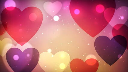 Soft Focus Heart Bokeh Background with Glowing Lights