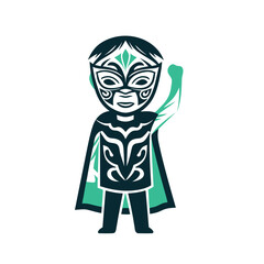 Polynesian Tribal Masked Superhero Vector Illustration