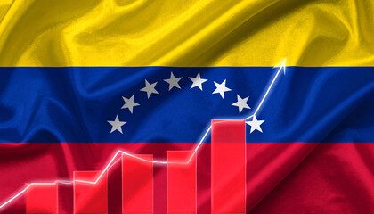 Venezuelan flag with economy graphic