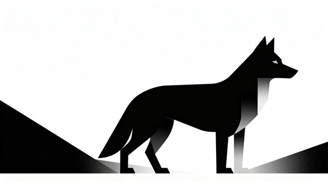 Black silhouette of a wolf on white background