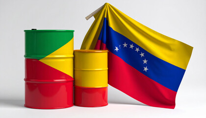 Venezuela and Guyana flags. Oil conflict