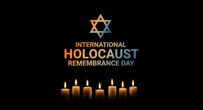 International Holocaust Remembrance Day candles and Star of David
