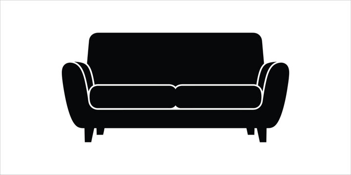 Simple sofa silhouette icon in grayscale created with adobe illustrator