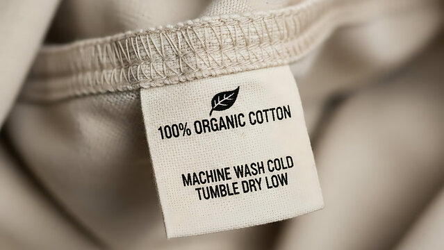 Care label on organic cotton garment