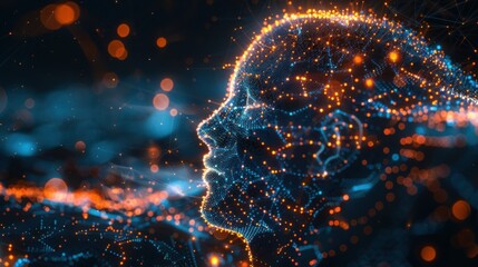 Artificial Intelligence Concept With Glowing Neural Dot Paths 