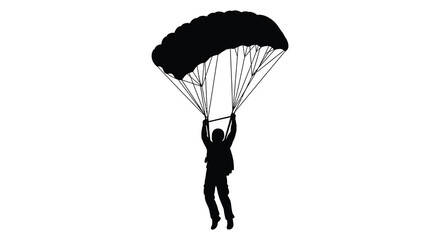 A striking depiction of a parachutist descending from the sky captured in a bold silhouette © MIRAJ02