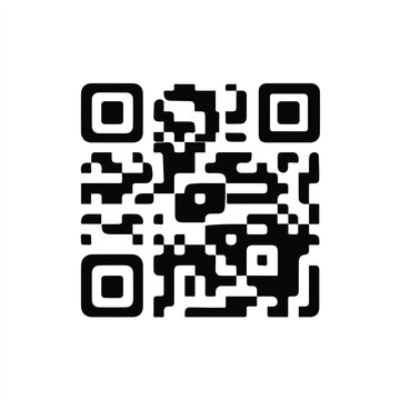 vector icon of a black and white square qr code, on a white background, in a simple, minimalistic style with no shadows and simple lines_traced