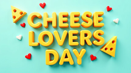 National cheese lovers day celebration with  cute cheese and letter
