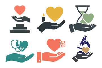 Set of six brain function logo icons for creative thinking problem solving and memory storage