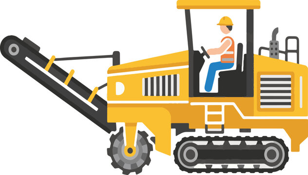 cold planer with a construction worker operating the equipment