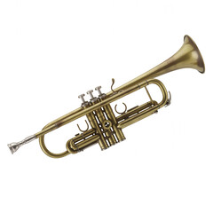 Brass trumpet with subtle aged finish and silver valves transparent background isolated on a transparent background