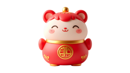 Adorable Cartoon Mouse Figurine, Chinese Zodiac Symbol of Prosperity and Good Fortune