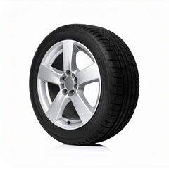 A spare tire isolated on a pure white, shadow-free background, presented with a clean, minimal look ideal for product mockups, automotive design, and commercial presentations.