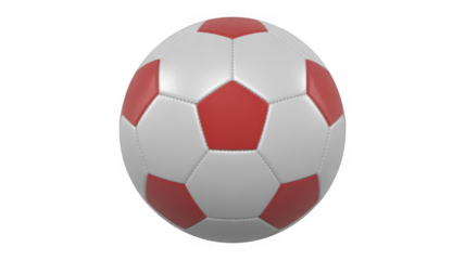 White and red soccer ball football isolated on a transparent background