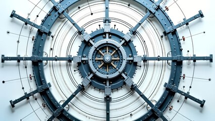 Blue Machinery Wheel Art Picture