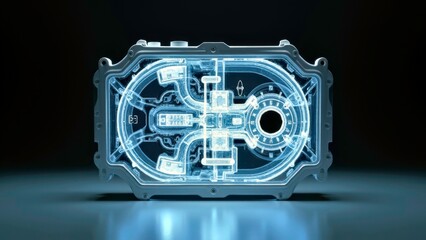 Blue transparent mechanical structure art picture