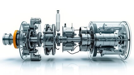 Artistic drawing of mechanical motor structure