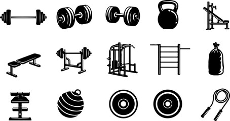 Fitness & Gym Icons Set &ndash; Workout and Healthy Lifestyle Symbols