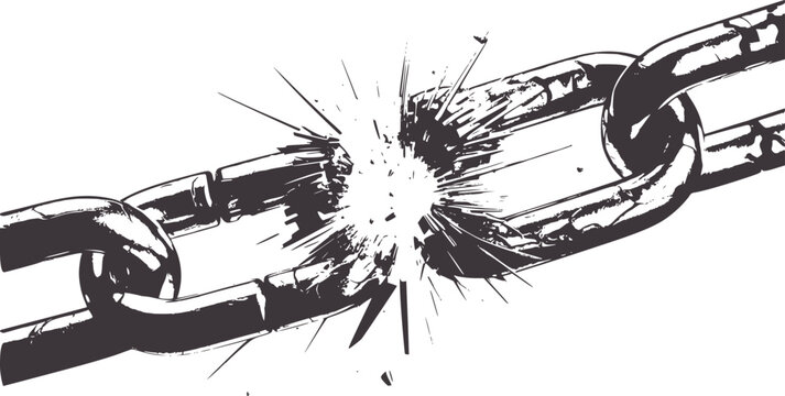 Broken chain link explosion black and line