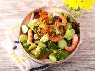 veggies mix and shrimp salad