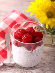 Chia seed pudding with raspberry
