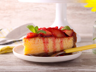 cheesecake with plum topping