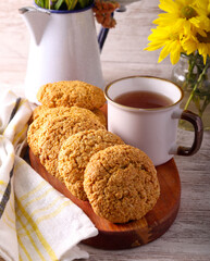 Coconut and oat homemade cookies served
