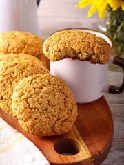 Coconut and oat homemade cookies served