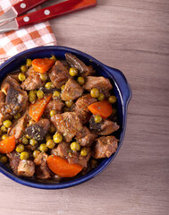 Beef stew with mushrooms, carrot