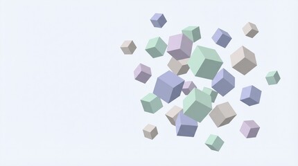 Dispersing Cube Constellation Sculpture Illustration for Technology and Data Visualization Design