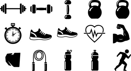 Fitness & Gym Icons Set &ndash; Workout and Healthy Lifestyle Symbols