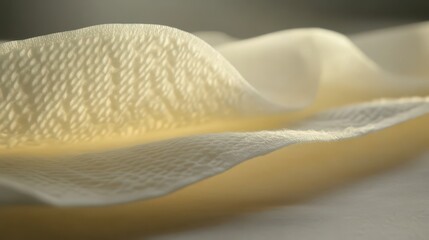Close up of the fine weave of sterile gauze padding showing its delicate texture and soft white material