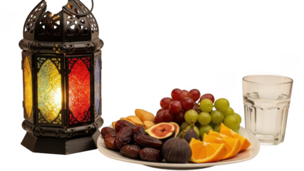 Colorful lantern and fresh fruits