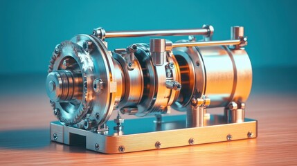 Detailed miniature model of a tidal energy generator showcasing its complex mechanical components and engineering design