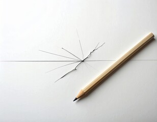 Minimalist hand-drawn illustration of a single broken line across a white page, thin pencil line, abstract, symbolic, calm 