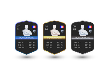Football Player Card Template Set with Stats Striker Goalkeeper and Midfielder